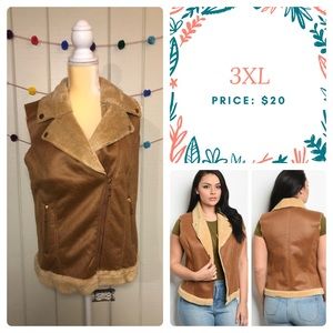 NWT Faux Leather Sherpa Vest 3XL